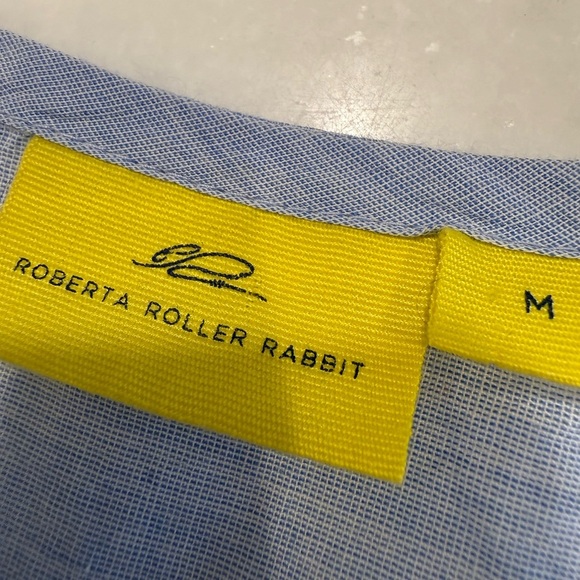 Roberta Roller Rabbit Peasant Blouse Tunic Top Blue White Embroidered Sz M - Picture 6 of 14